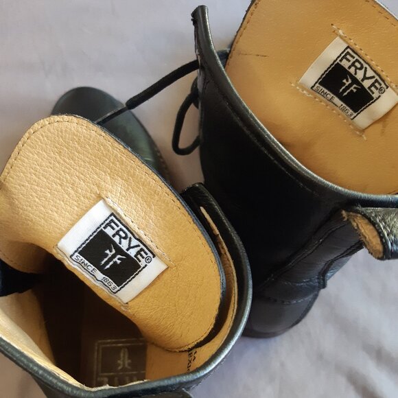 Frye Veronica Lace-Up Black Leather Combat Boot - Picture 12 of 14